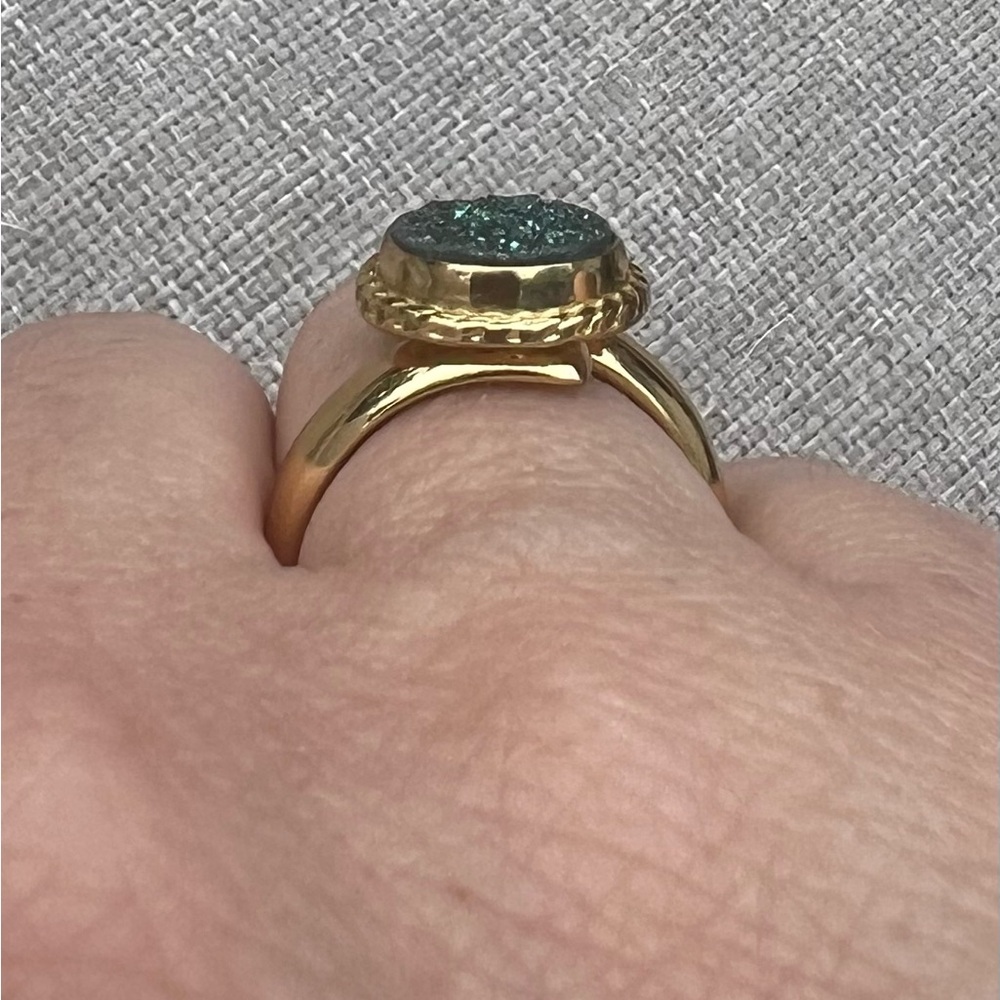 Gold And Green Statement Ring - image 2